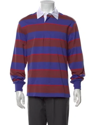 Pre-owned Staud Striped Collar Polo Shirt In Purple