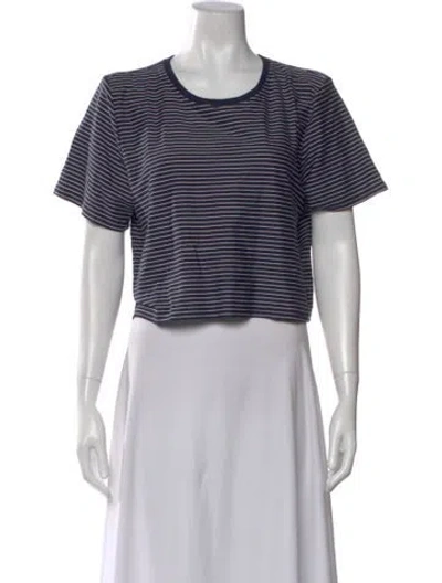 Pre-owned Staud Striped Crew Neck Crop Top In Multi