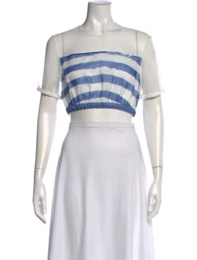 Pre-owned Staud Striped Crew Neck Crop Top W/ Tags In Blue