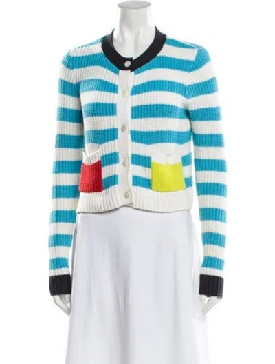 Pre-owned Staud Striped Crew Neck Sweater In Blue