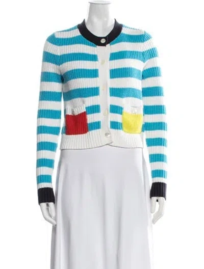 Pre-owned Staud Striped Crew Neck Sweater In Blue