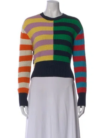 Pre-owned Staud Striped Crew Neck Sweater In Multi