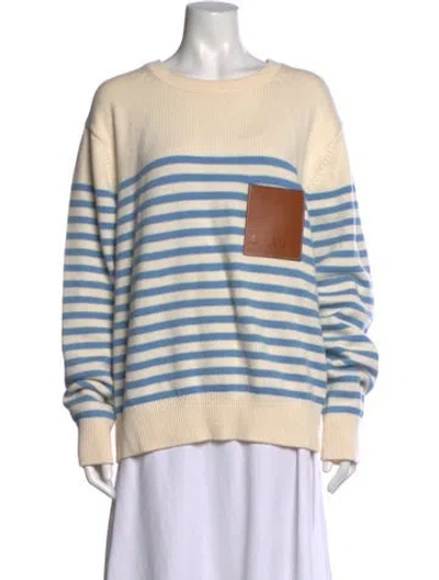 Pre-owned Staud Striped Crew Neck Sweater In Neutrals