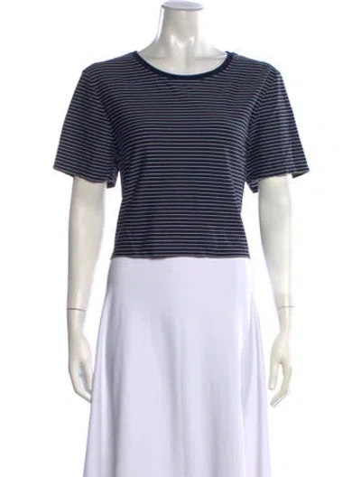 Pre-owned Staud Striped Crew Neck T-shirt In Blue