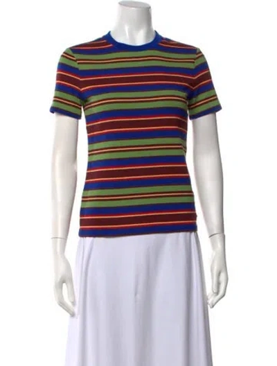 Pre-owned Staud Striped Crew Neck T-shirt In Multicolor