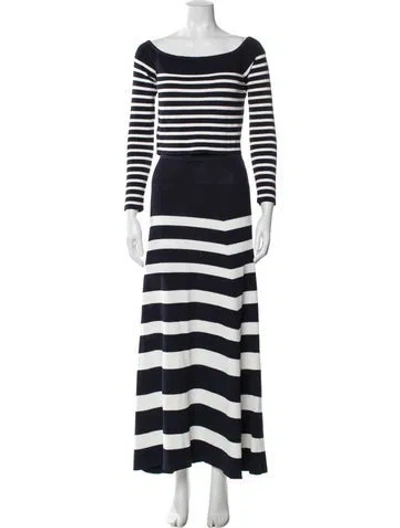 Pre-owned Staud Striped Cutout Accent Dress Set In Blue