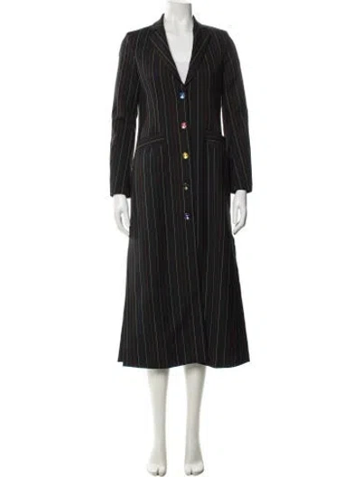 Pre-owned Staud Striped Faux Fur Coat In Black