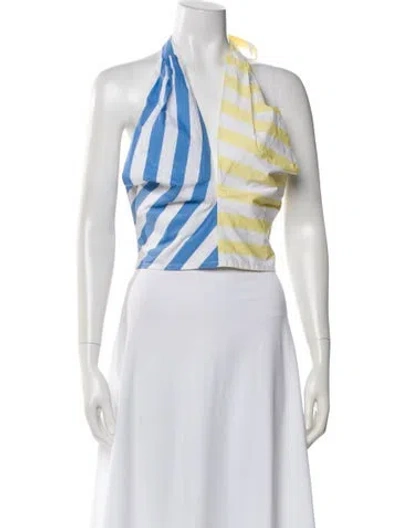 Pre-owned Staud Striped Halterneck Top W/ Tags In White