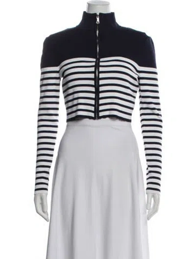 Pre-owned Staud Striped Jacket In Blue/white