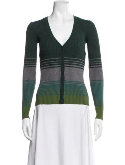 Pre-owned Staud Striped Jacket In Green
