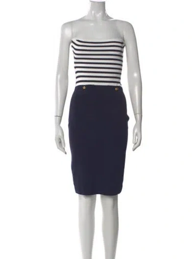 Pre-owned Staud Striped Knee-length Dress In Blue