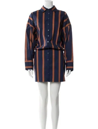 Pre-owned Staud Striped Knee-length Dress In Blue