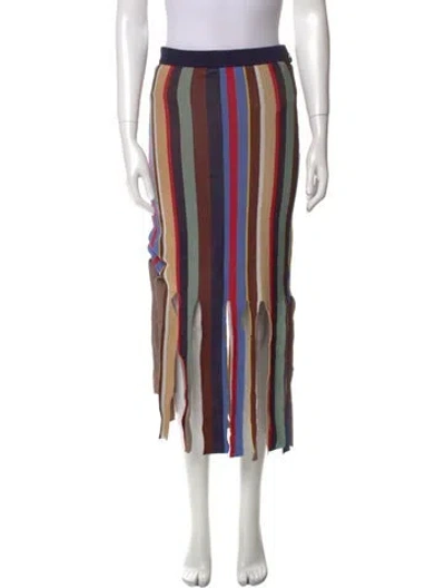 Pre-owned Staud Striped Knee-length Skirt In Multi
