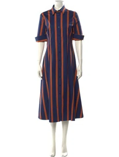 Pre-owned Staud Striped Long Dress In Blue