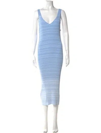 Pre-owned Staud Striped Long Dress In Blue
