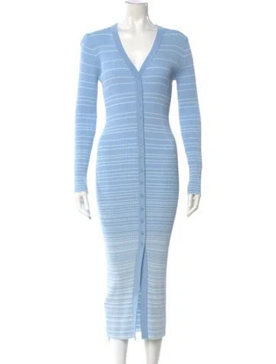 Pre-owned Staud Striped Long Dress In Blue