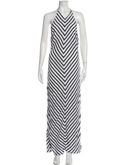 Pre-owned Staud Striped Long Dress In Blue