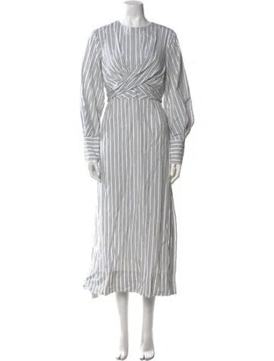 Pre-owned Staud Striped Long Dress In Green