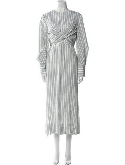 Pre-owned Staud Striped Long Dress In Green