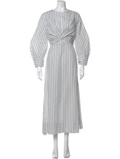 Pre-owned Staud Striped Long Dress In Green