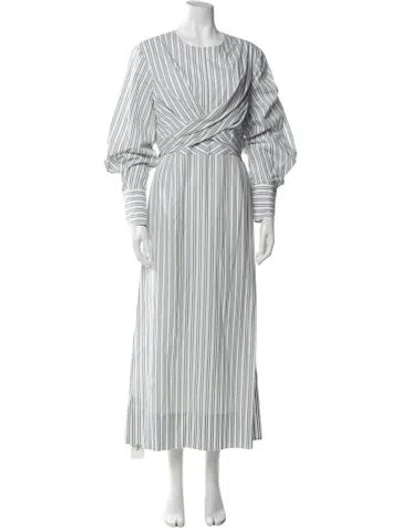 Pre-owned Staud Striped Long Dress In Green