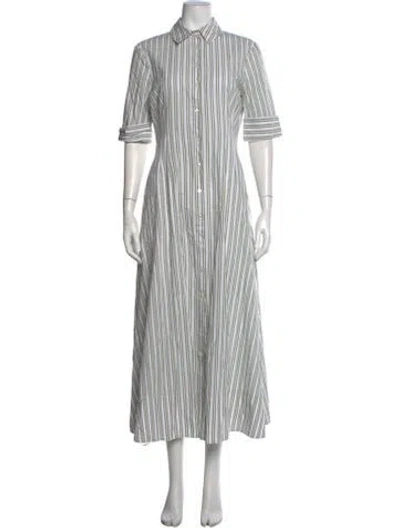 Pre-owned Staud Striped Long Dress In Green