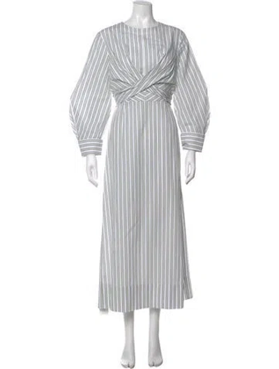 Pre-owned Staud Striped Long Dress In Green