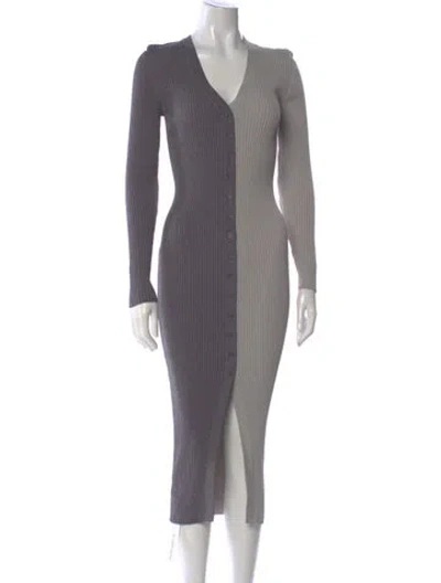 Pre-owned Staud Striped Long Dress In Grey/metallic