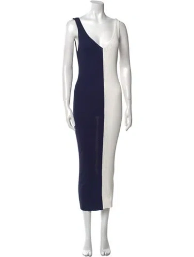 Pre-owned Staud Striped Long Dress In Multi