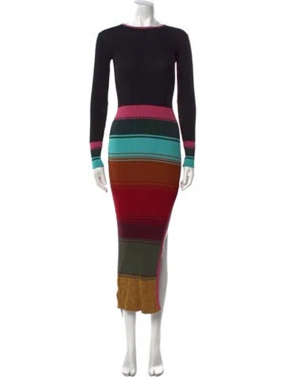 Pre-owned Staud Striped Long Dress In Multi
