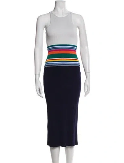 Pre-owned Staud Striped Long Dress In Multi