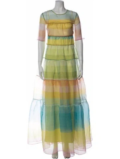 Pre-owned Staud Striped Long Dress In Multi