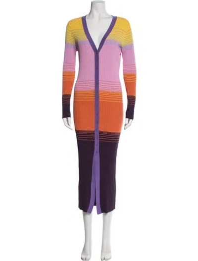 Pre-owned Staud Striped Long Dress In Multi