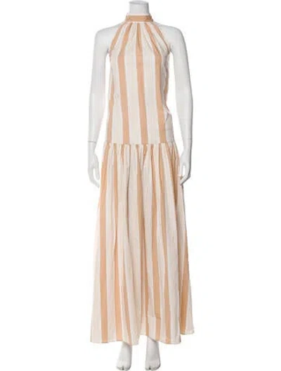Pre-owned Staud Striped Long Dress In Neutral