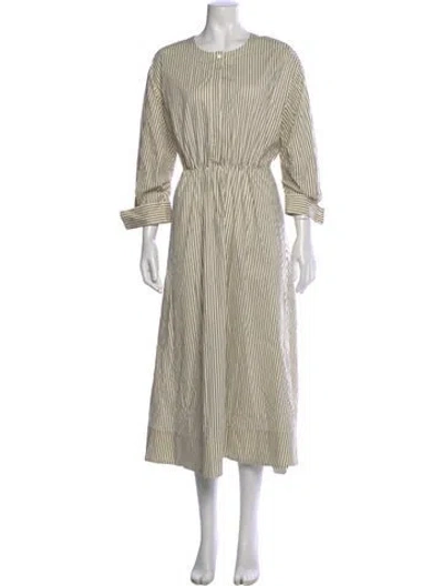 Pre-owned Staud Striped Long Dress In Neutral