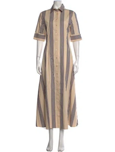 Pre-owned Staud Striped Long Dress In Neutral