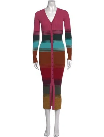 Pre-owned Staud Striped Long Dress In Pink