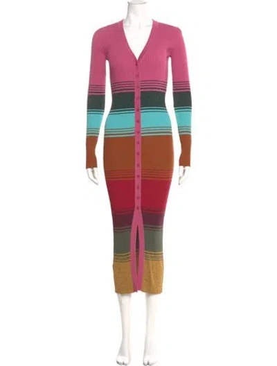 Pre-owned Staud Striped Long Dress In Pink