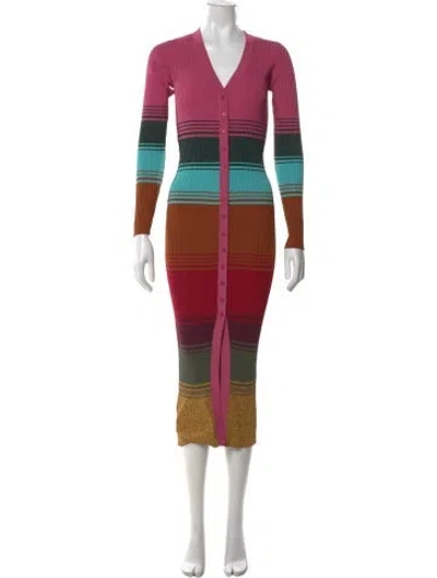 Pre-owned Staud Striped Long Dress In Pink