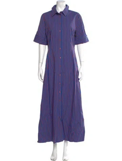Pre-owned Staud Striped Long Dress In Purple