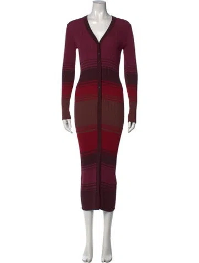 Pre-owned Staud Striped Long Dress In Purple