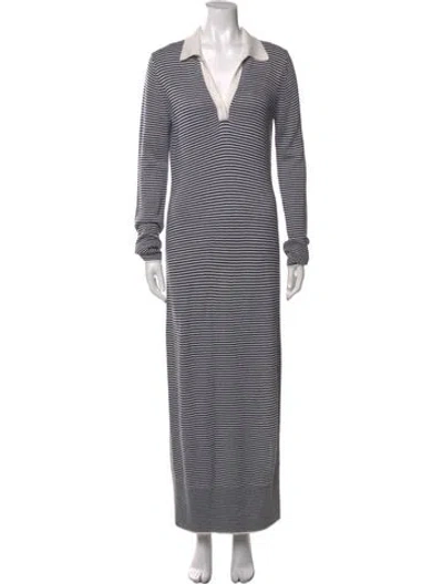 Pre-owned Staud Striped Long Dress In White