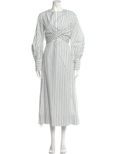 Pre-owned Staud Striped Long Dress In White
