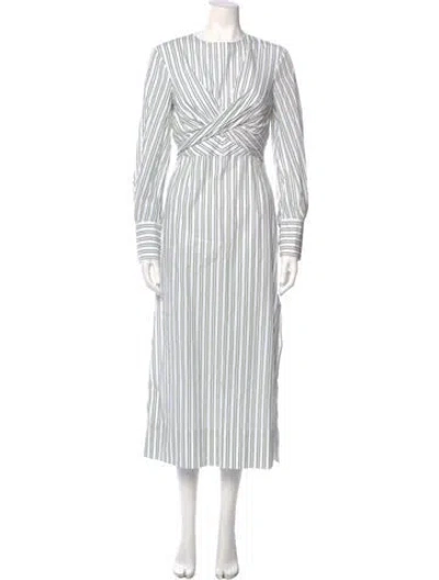 Pre-owned Staud Striped Long Dress In White