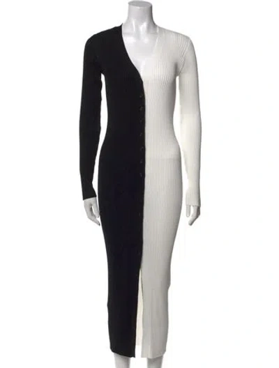 Pre-owned Staud Striped Long Dress In White