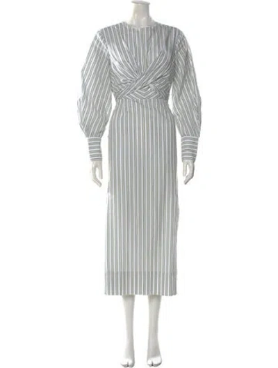 Pre-owned Staud Striped Long Dress In White