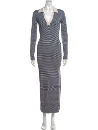 Pre-owned Staud Striped Long Dress In White