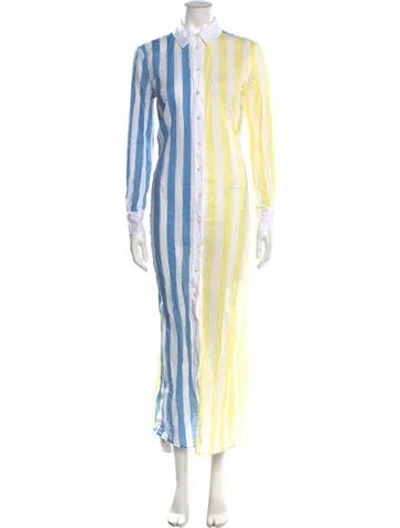 Pre-owned Staud Striped Long Dress In Yellow