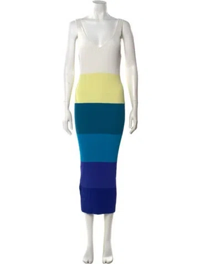 Pre-owned Staud Striped Long Dress In Yellow