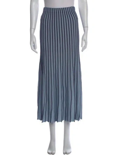 Pre-owned Staud Striped Long Skirt In Blue